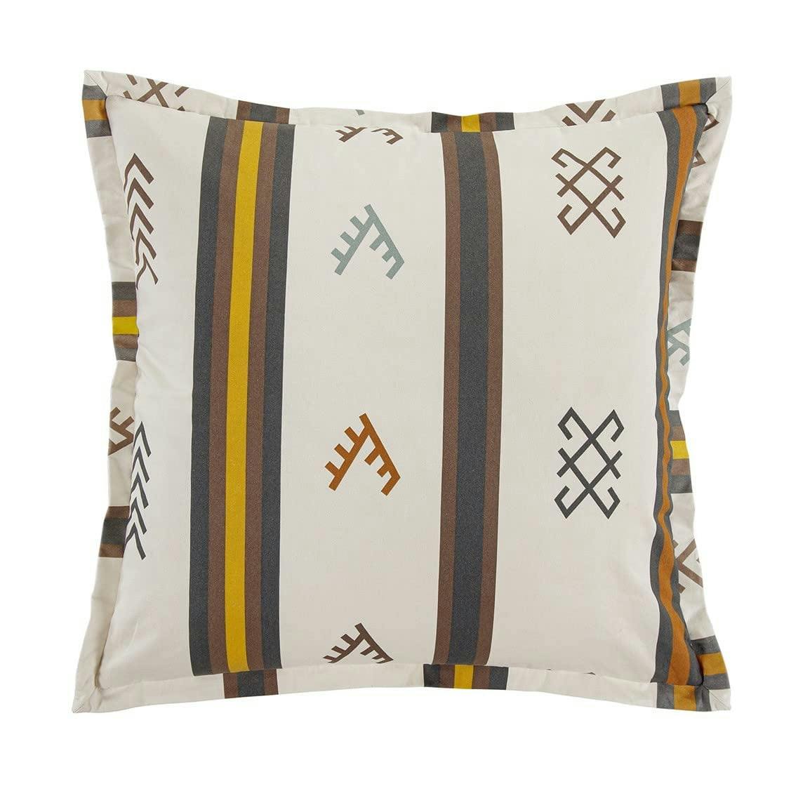 Toluca Desert Geometric 27" Cotton Euro Sham with Embroidered Accents