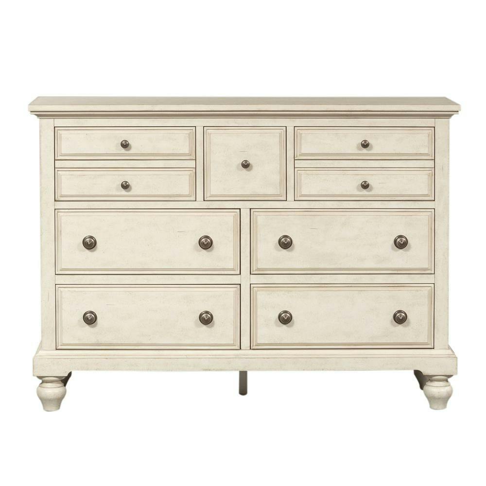 Antique White Farmhouse 7-Drawer Chesser with Felt-Lined Dovetail Drawers