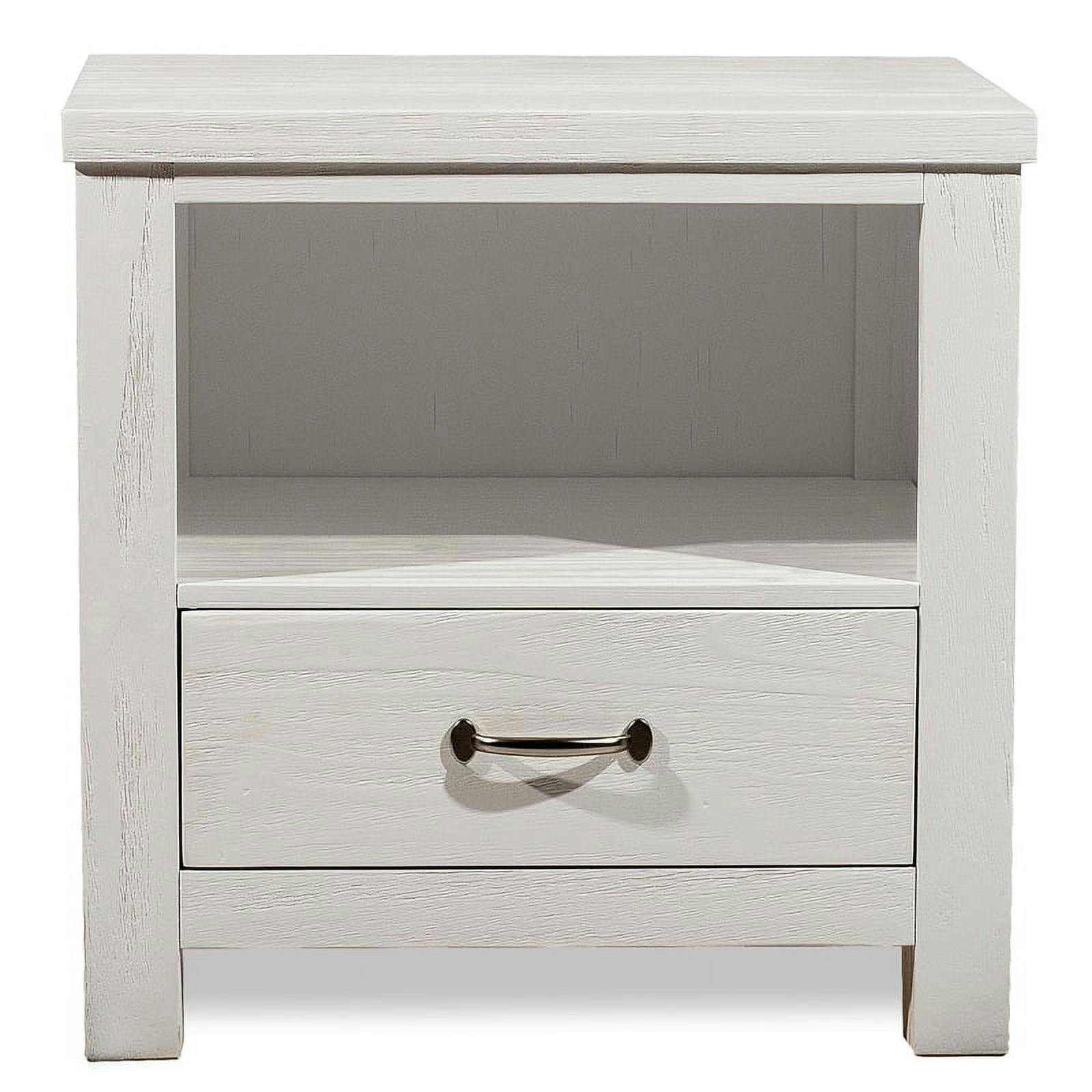 Modern White Solid Pine 24" Nightstand with Deep Drawer
