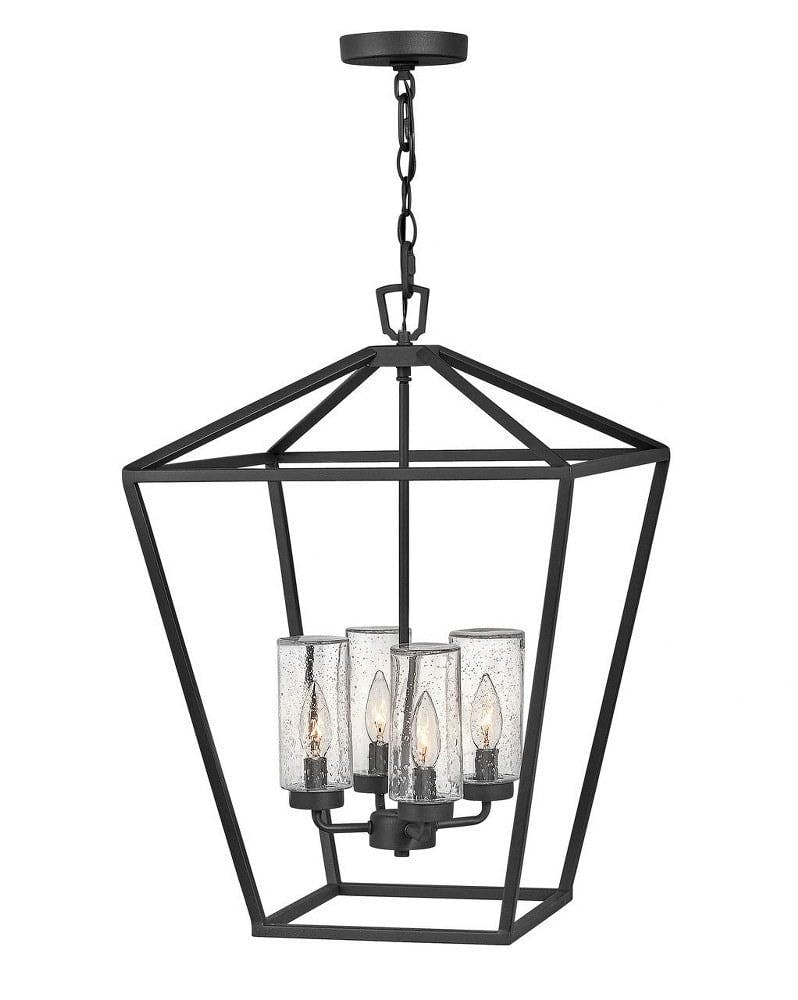 Museum Black Alford Place 4-Light LED Outdoor Lantern with Clear Seedy Glass