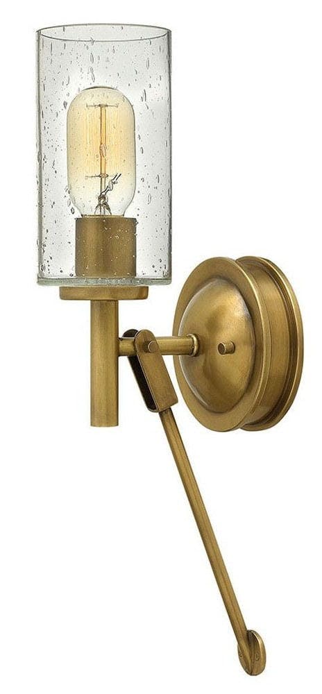 Heritage Brass Dimmable Wall Sconce with Clear Seedy Glass
