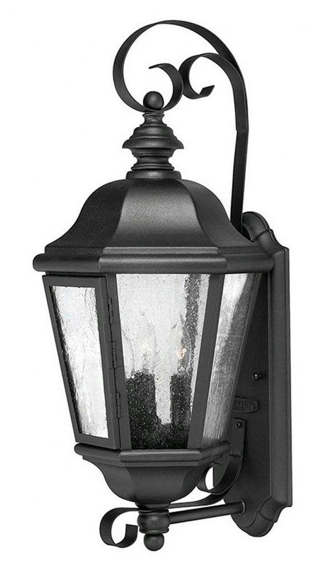 Edgewater Classic Black 3-Light Outdoor Wall Lantern with Clear Seedy Glass