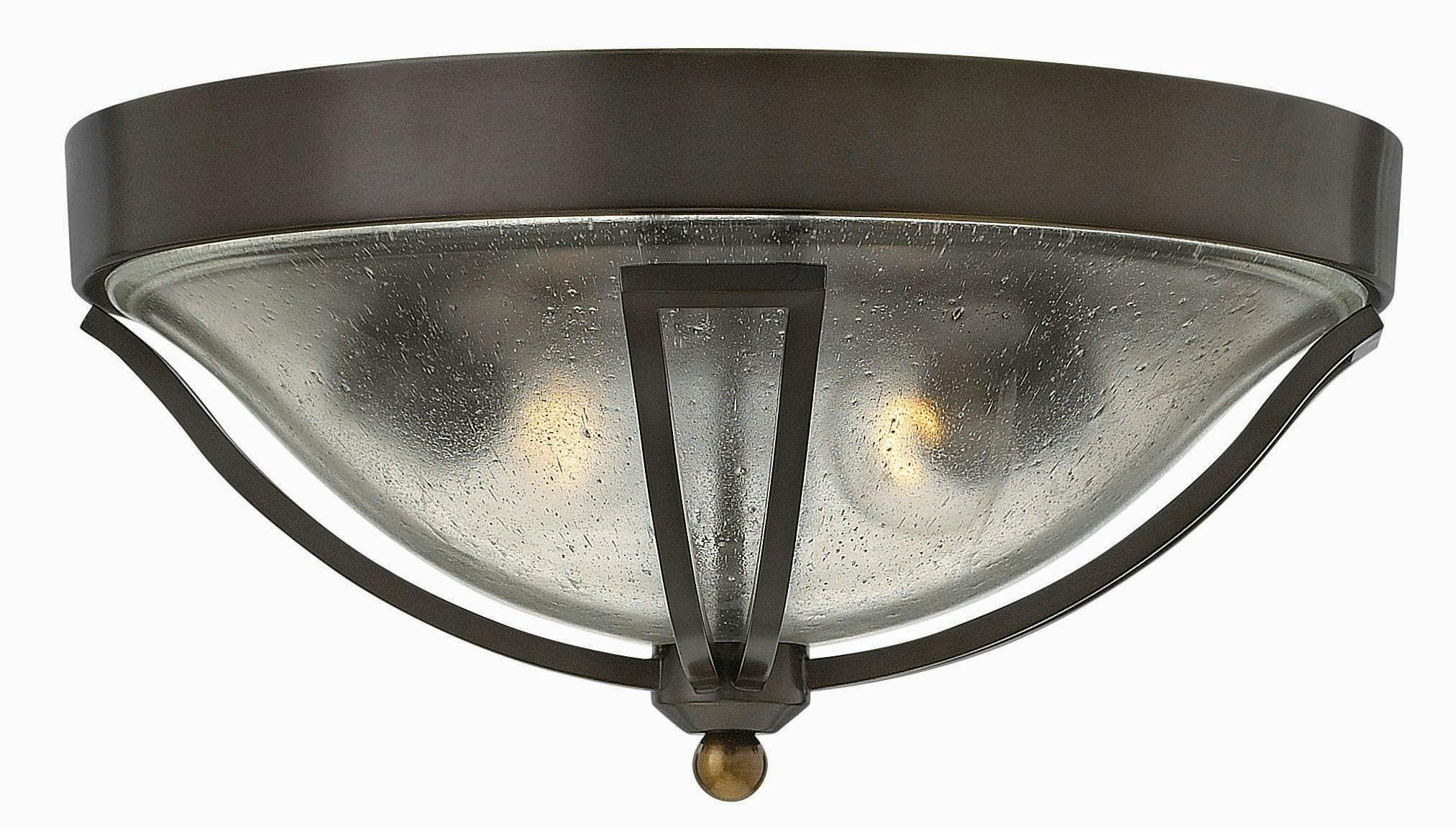 Olde Bronze Dual-Light Seedy Glass Outdoor Flush Mount