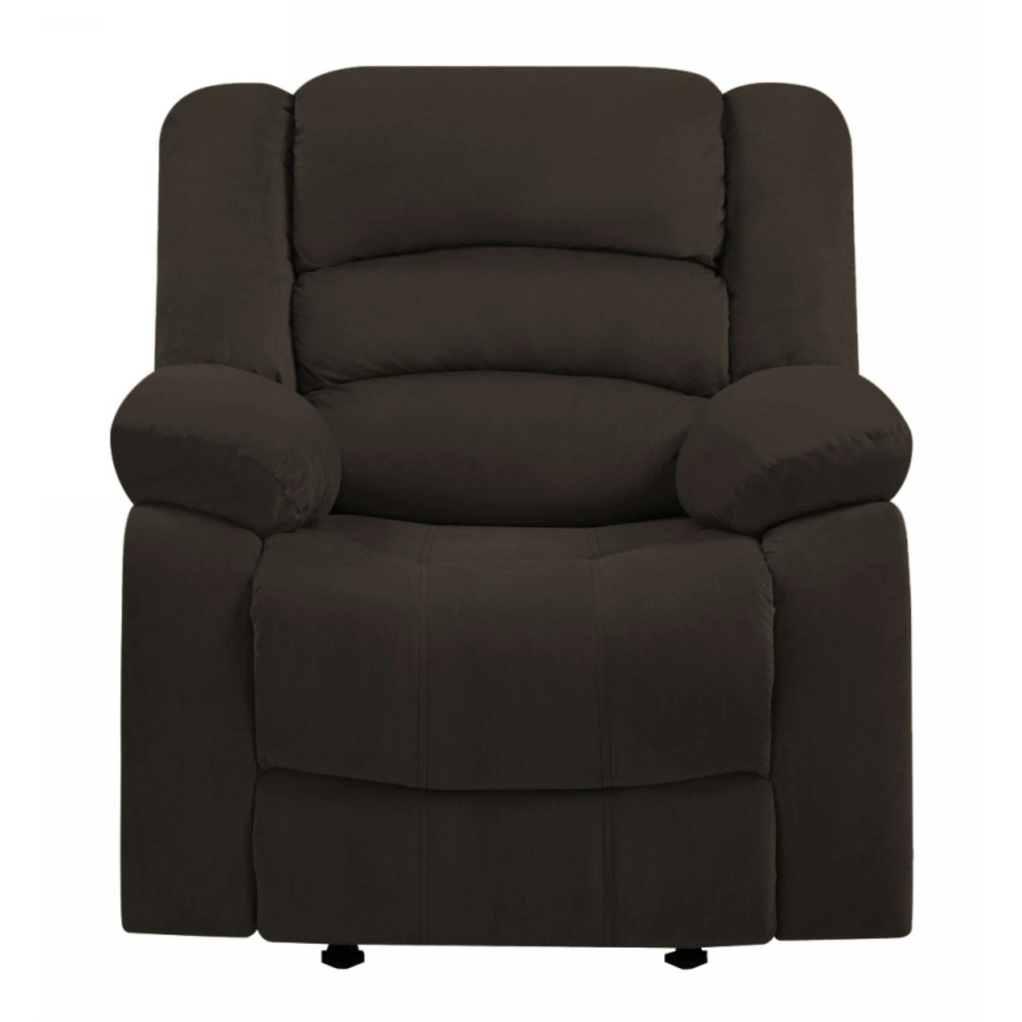 Contemporary Brown Microfiber Recliner Chair - 40" Height