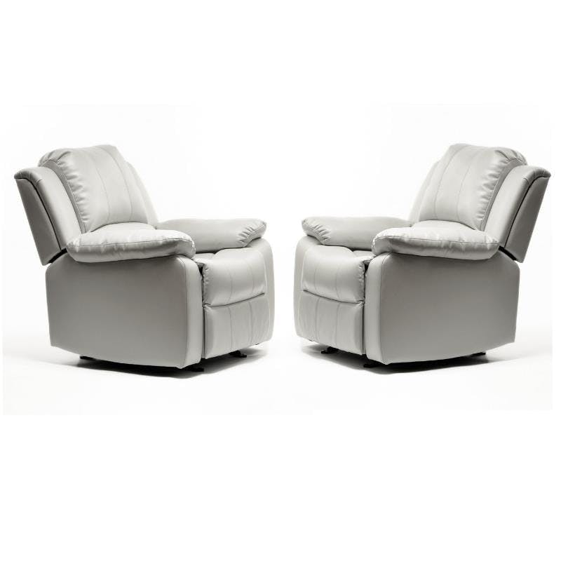 Classic Dove White Faux Leather Cushioned Recliner