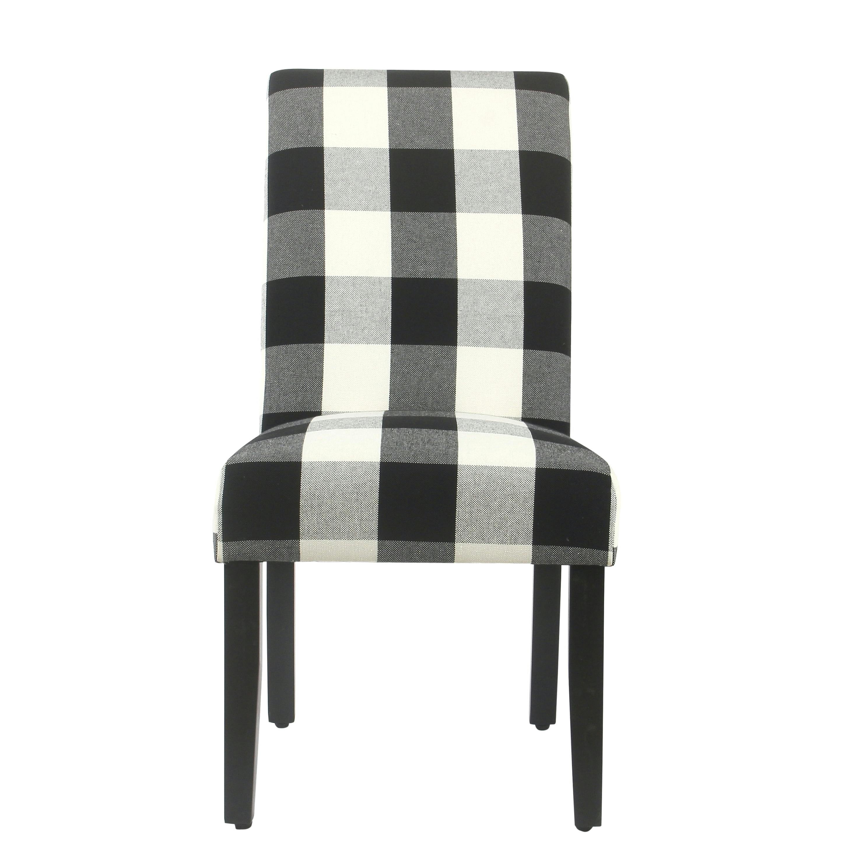 Modern Masculine Black Plaid Parsons Side Chair Set