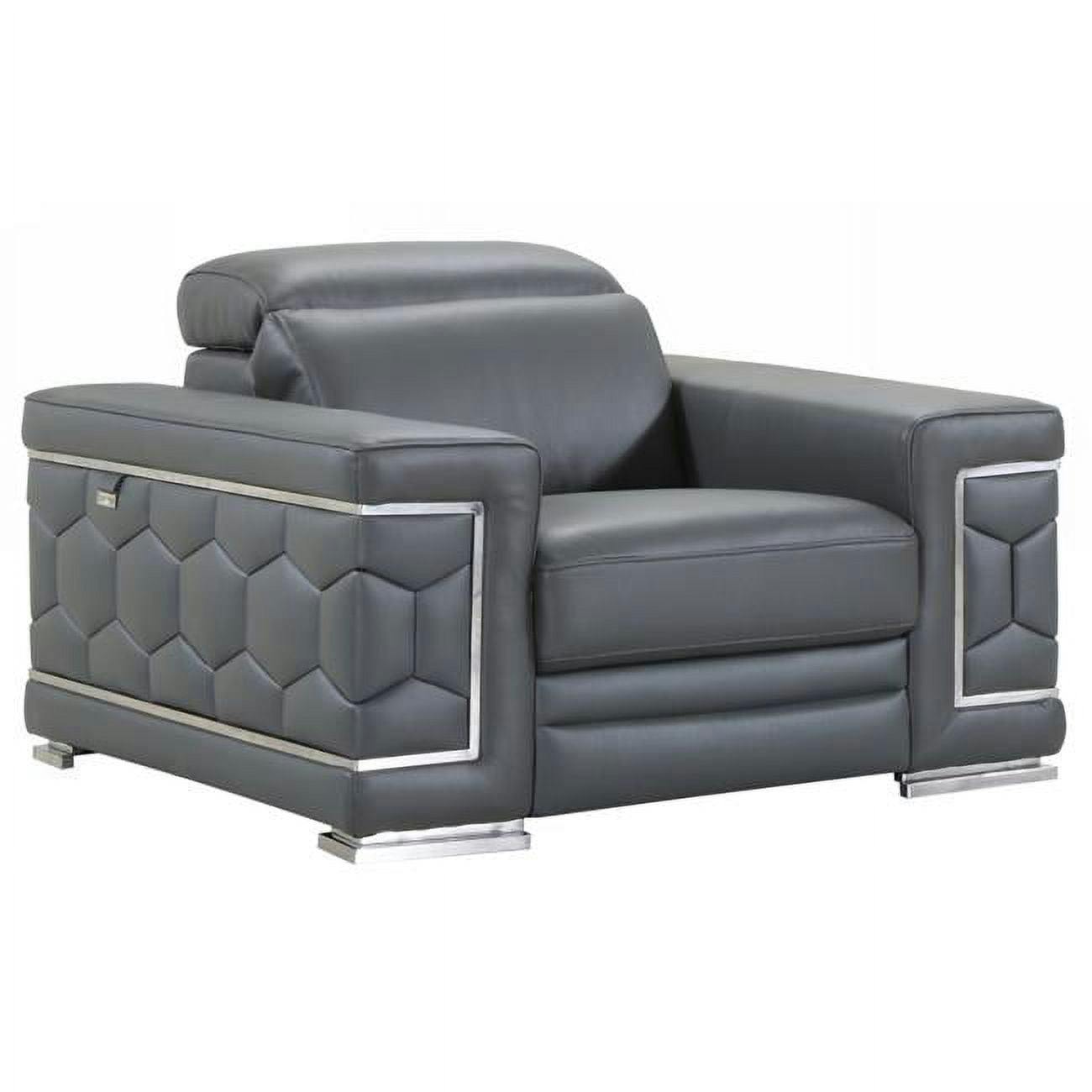 Modern Dark Gray Leather Recliner with Manufactured Wood Frame