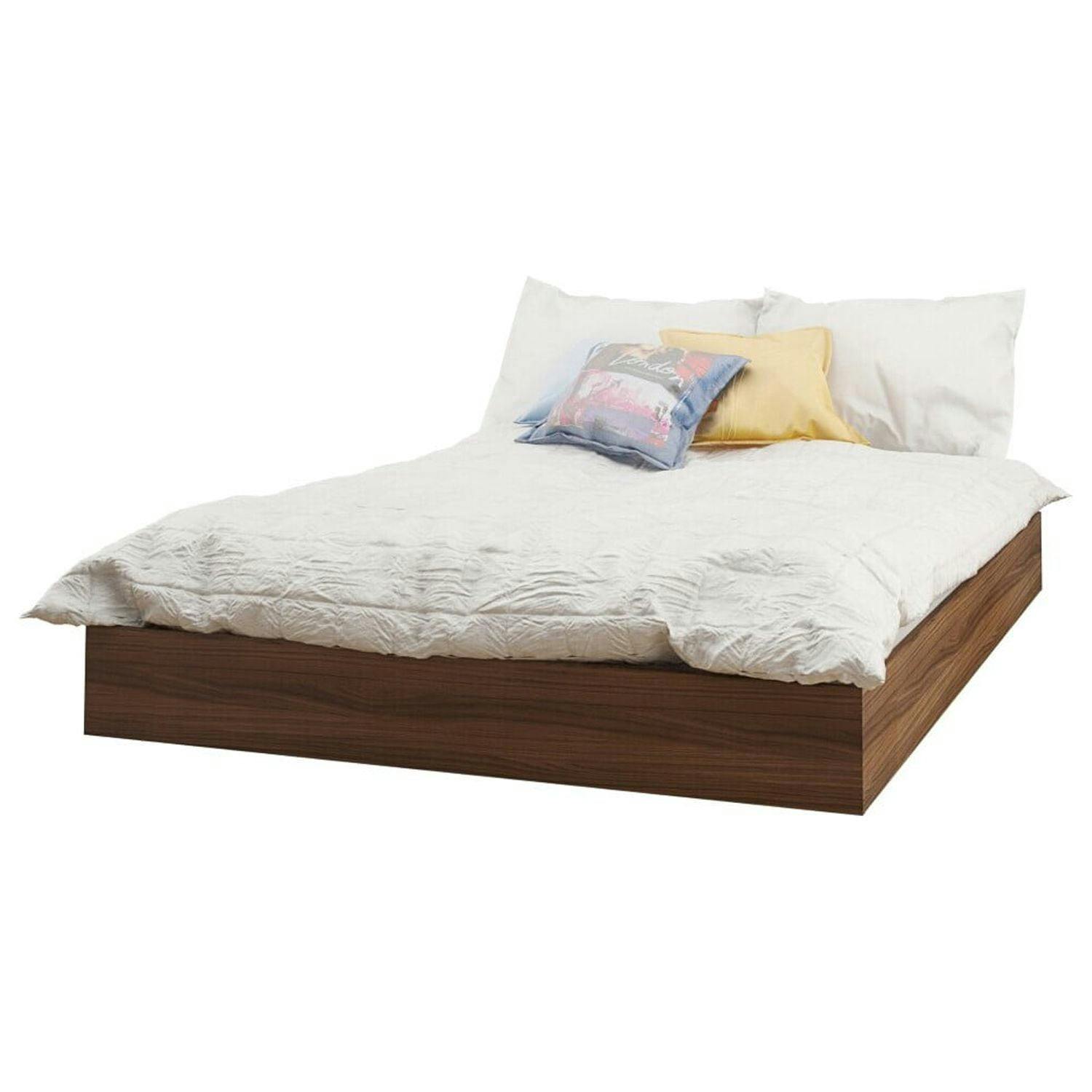 AeroFloat Full/Double Walnut Laminate Upholstered Platform Bed