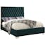 Luxurious Green Velvet Upholstered King Bed with Tufted Headboard