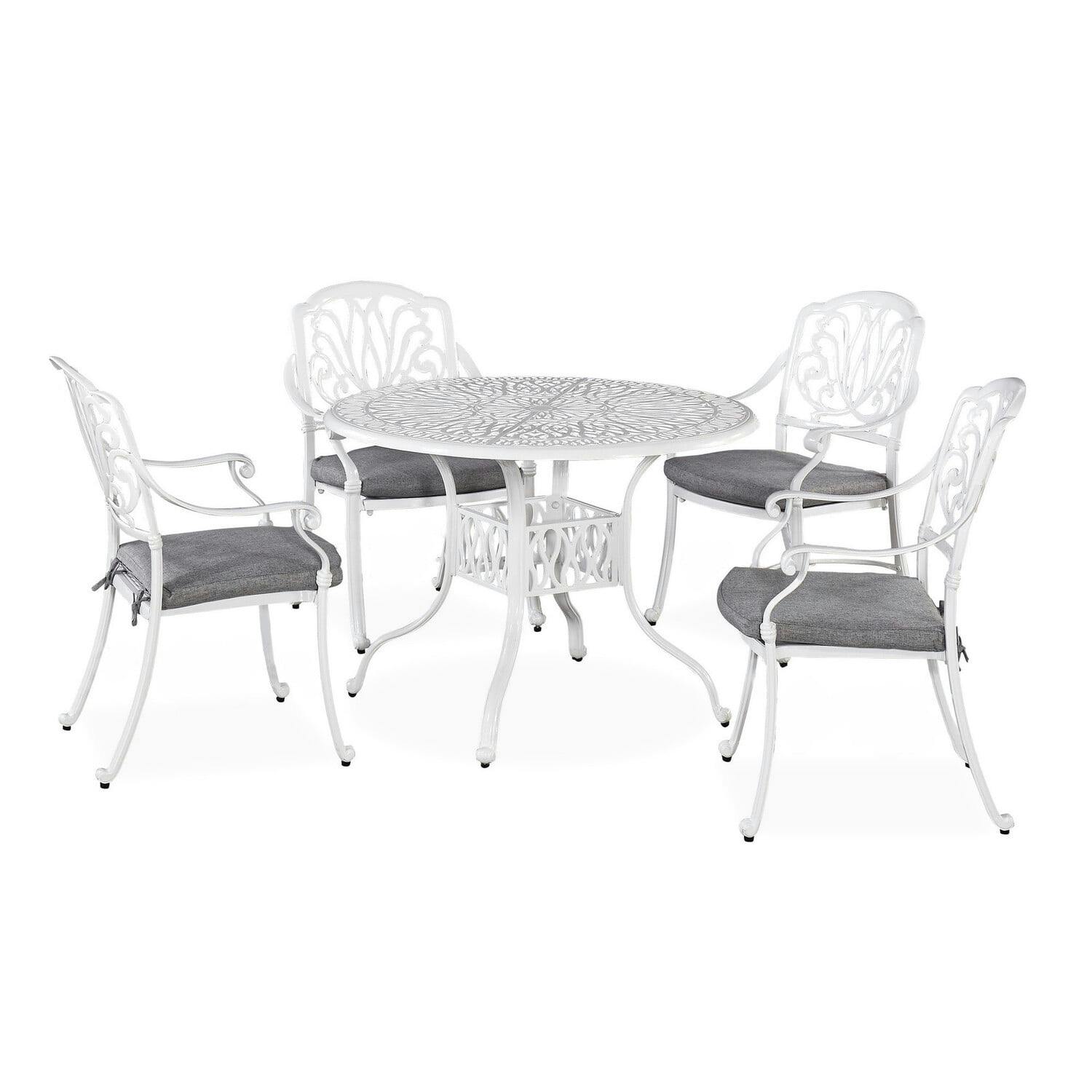Capri Elegance 42" White Cast Aluminum 4-Person Outdoor Dining Set