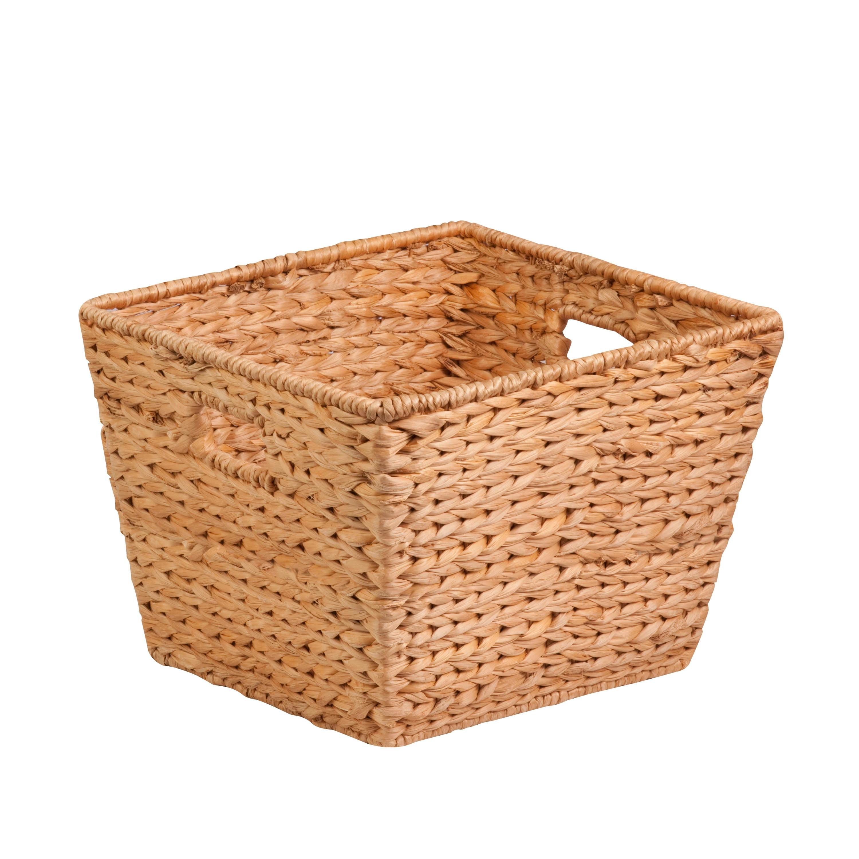Eco-Friendly Natural Water Hyacinth 15'' Storage Basket with Handles