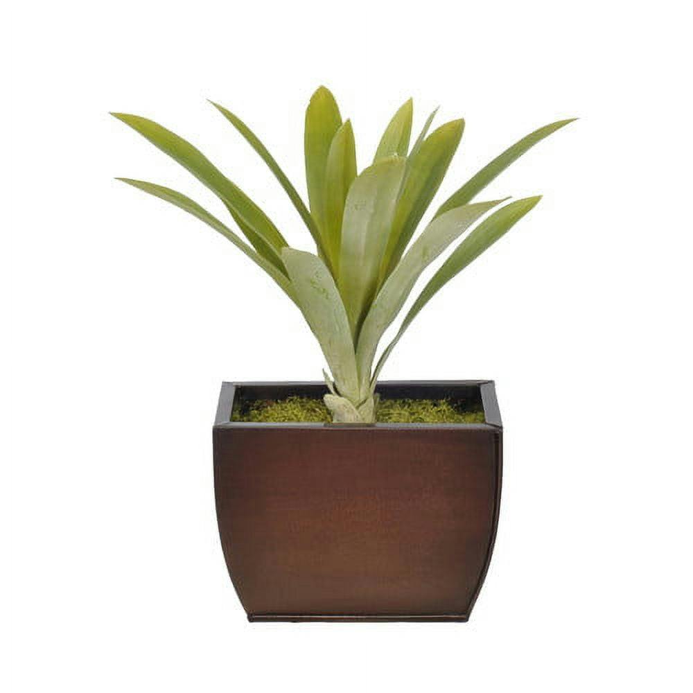 Contemporary Faux Yucca Grass in Gloss Brown Zinc Pot