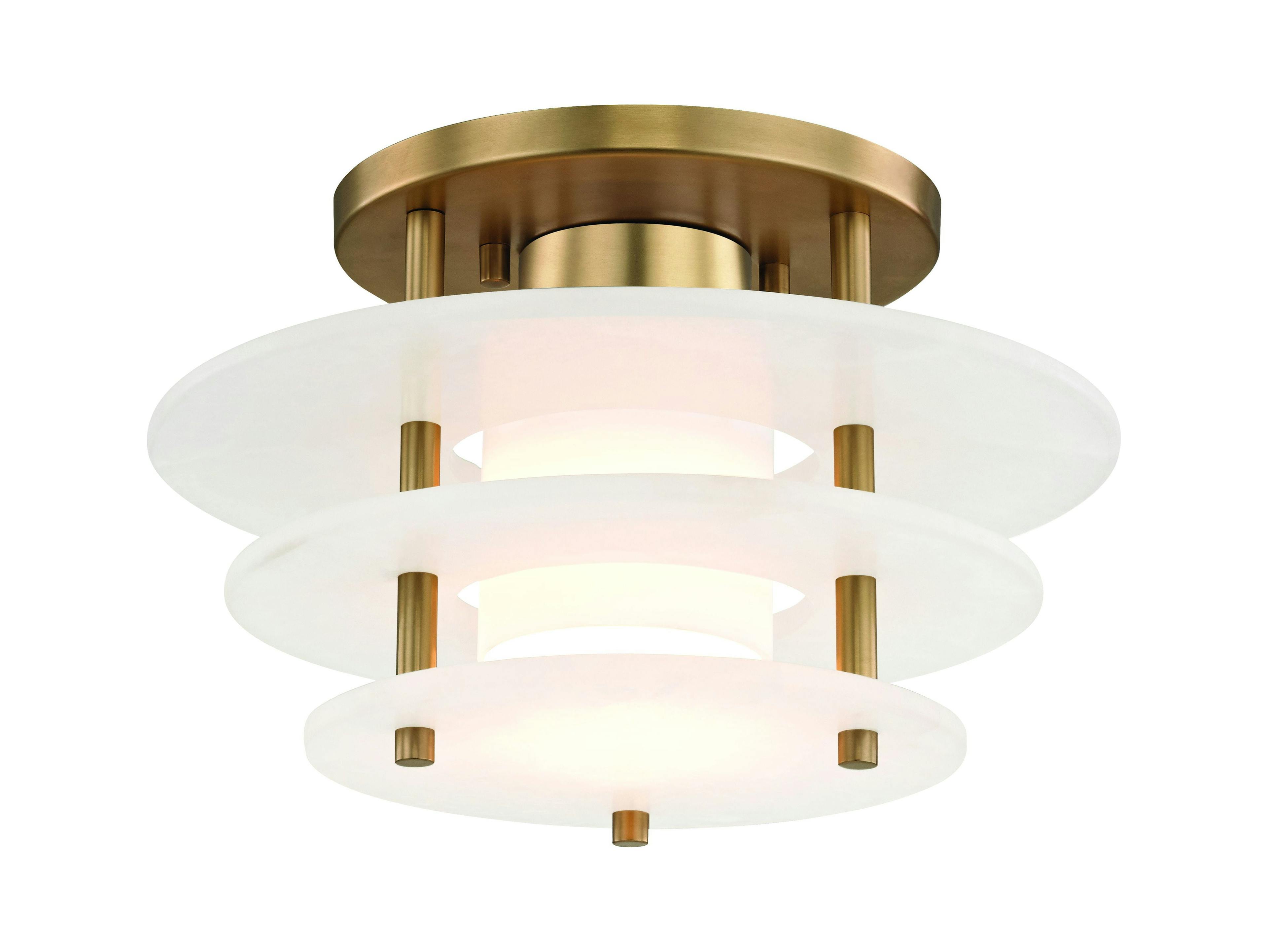 Aged Brass Alabaster LED Flush Mount Ceiling Light