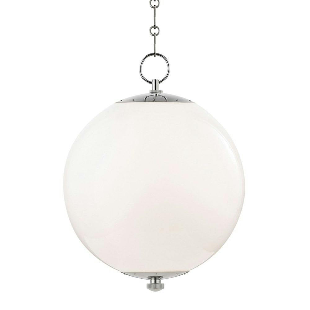Elysian Globe Pendant Light in Polished Nickel with Opal Shade