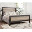 Rustic Industrial Queen Panel Bed with Wood Accents, Grey Wash