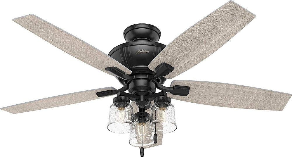 Charlotte 52" Matte Black Low Profile Ceiling Fan with LED Light Kit