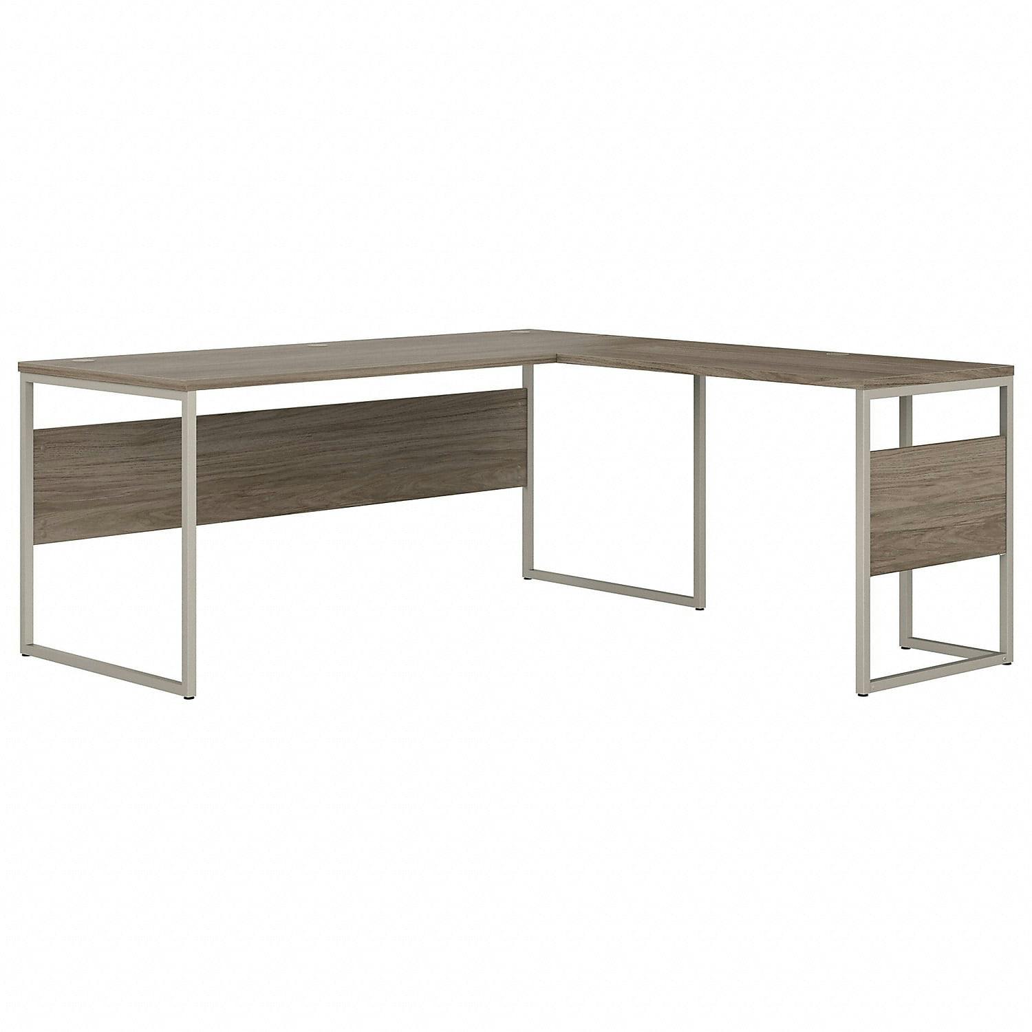 Contemporary Modern Hickory L-Shaped Computer Desk with Drawer