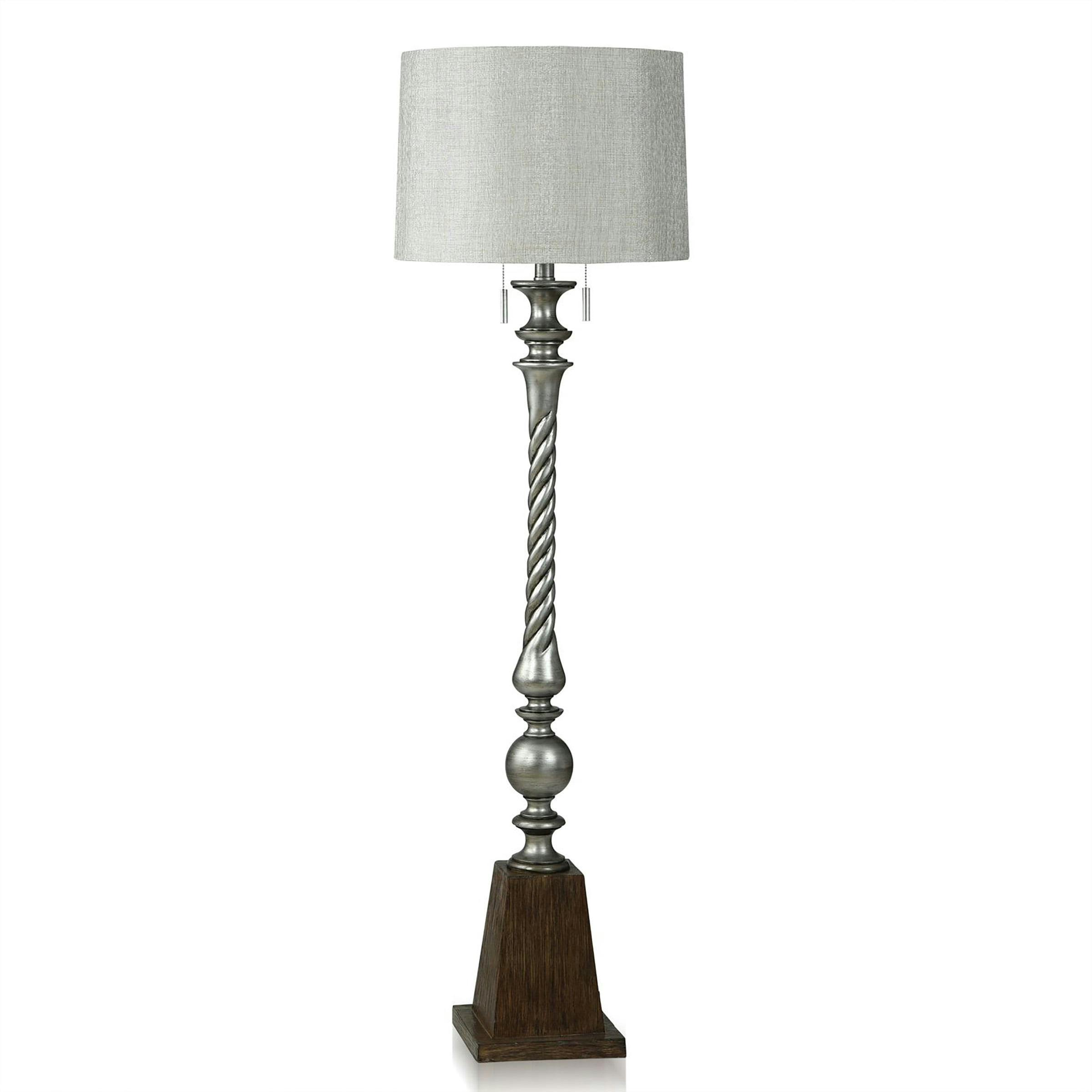 Elegant Silver Swirl 65" Floor Lamp with Double Pull Chain