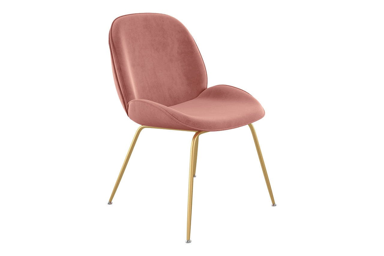 Blush Velvet Upholstered Side Chair with Gold Legs