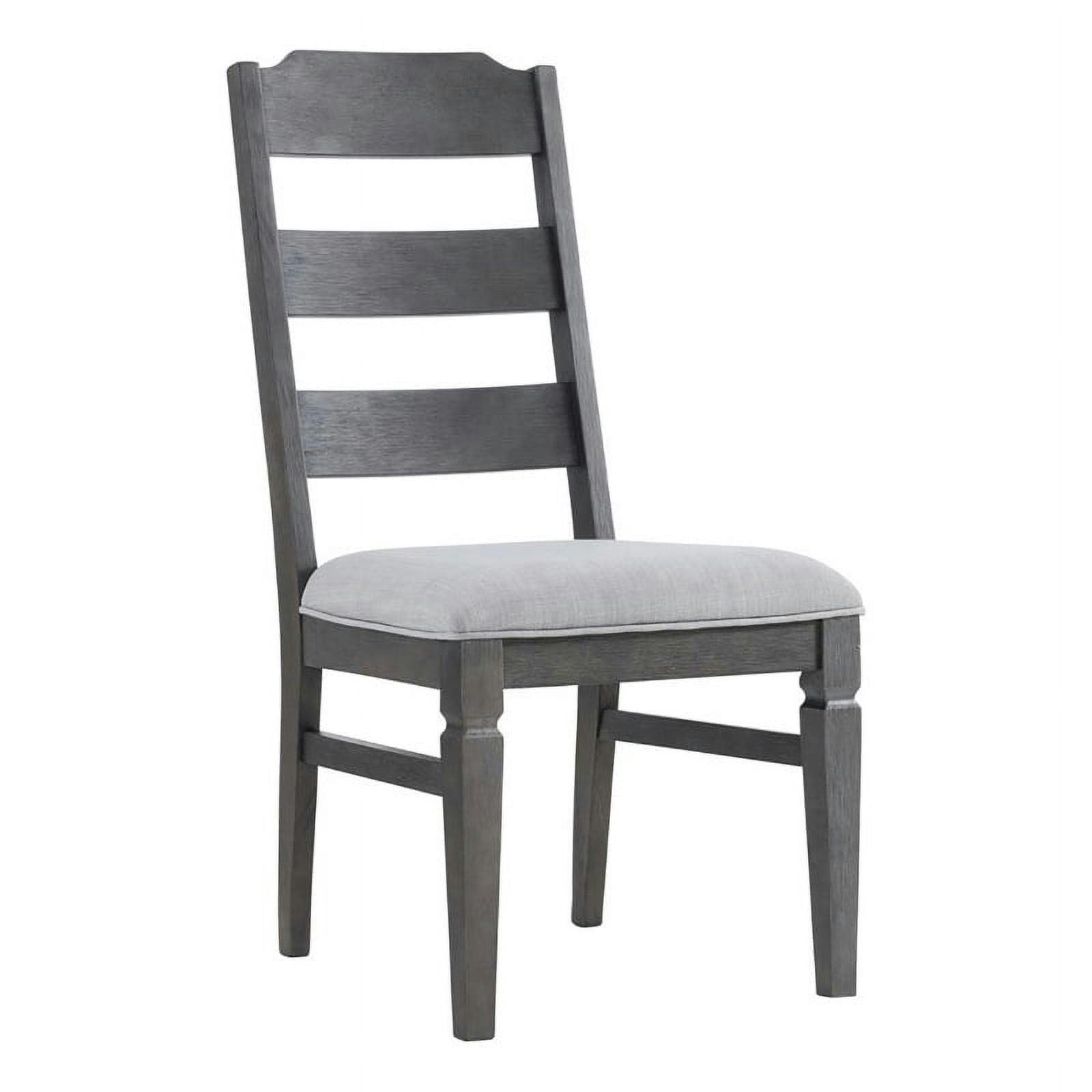 Transitional Pewter Gray Ladderback Side Chair with Cushion Seat