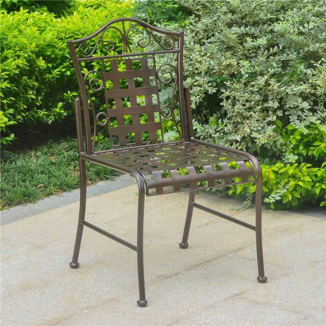 Elegant Mandalay High-Back Iron Bistro Chair in Bronze - Set of 2