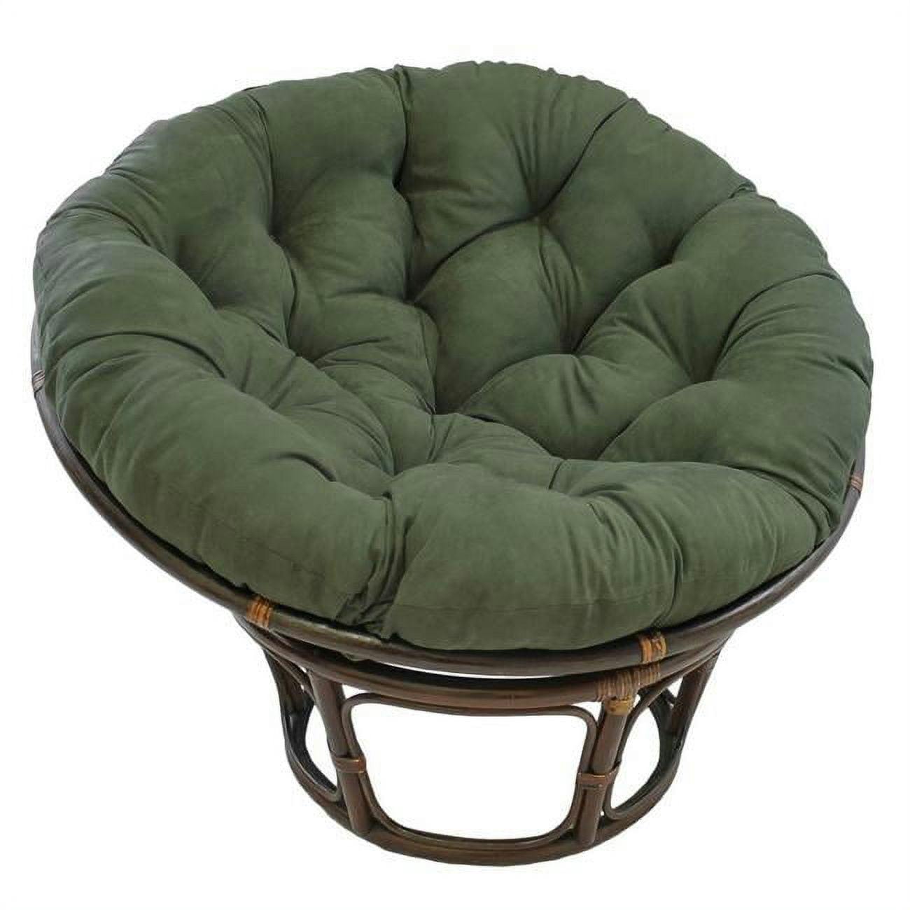 Eco-Friendly Green Microfiber Papasan Chair with Handcrafted Rattan Base