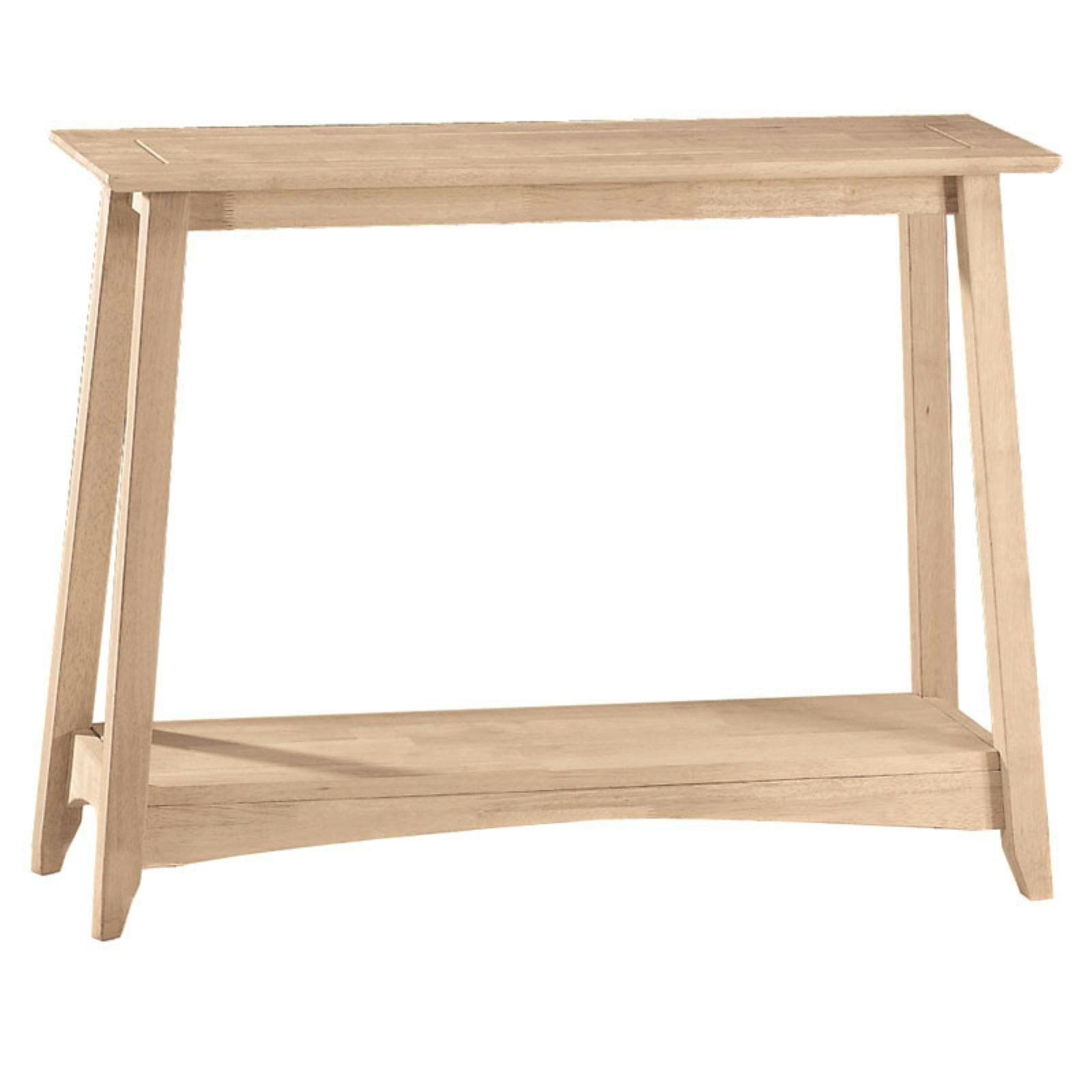 Customizable Solid Parawood Shaker Console Table with Storage Shelf
