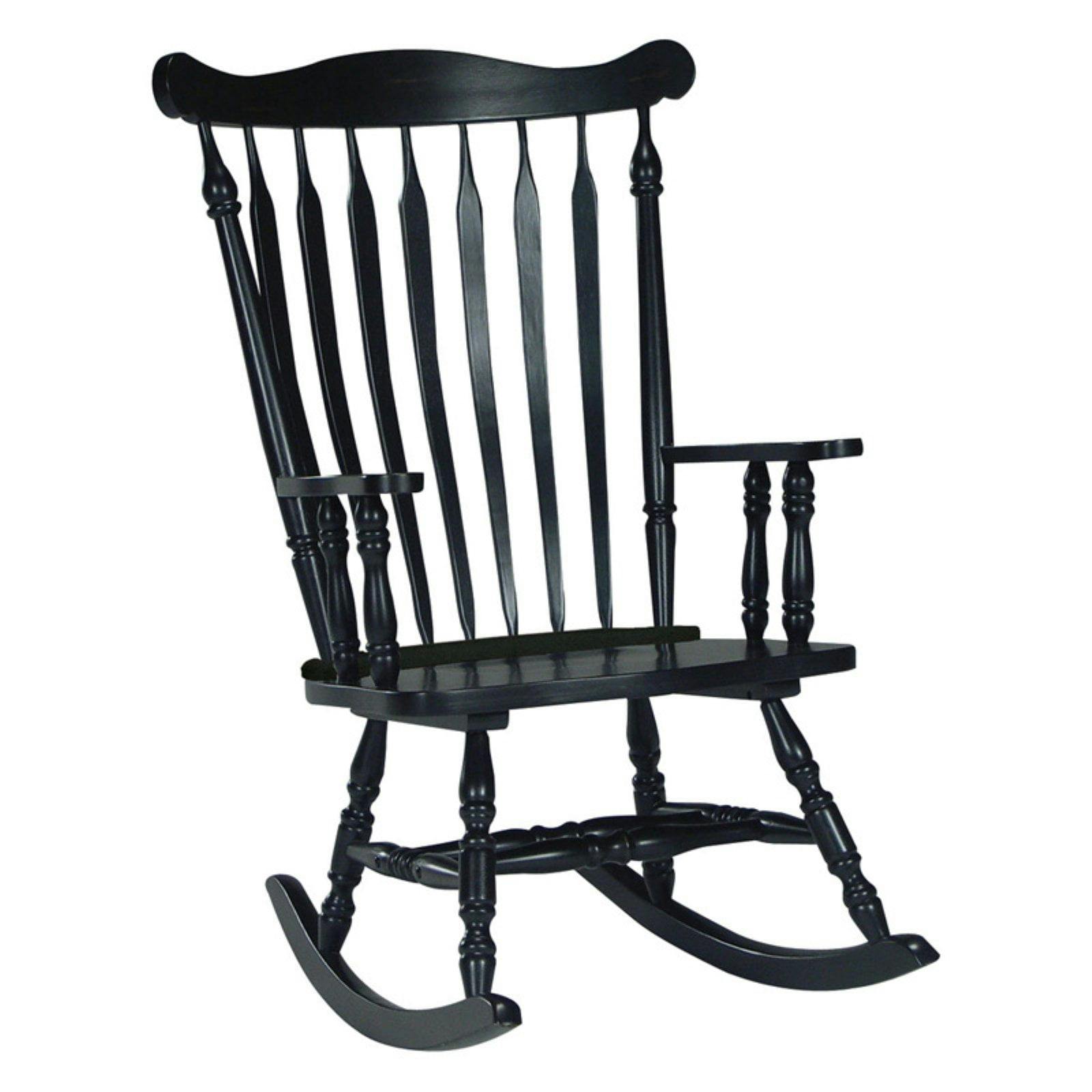 Elegant Antique Black Solid Wood Rocking Arm Chair