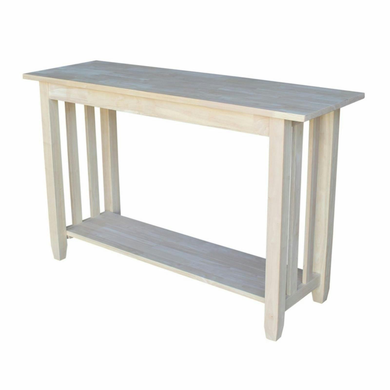 Mission Unfinished Wood Rectangular Console Table with Storage