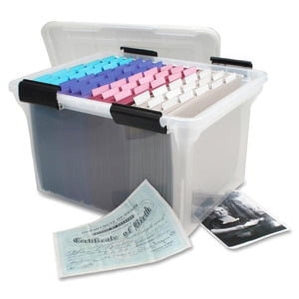 Clear 8 Gallon Plastic Weathertight File Box with Snap-tight Lid