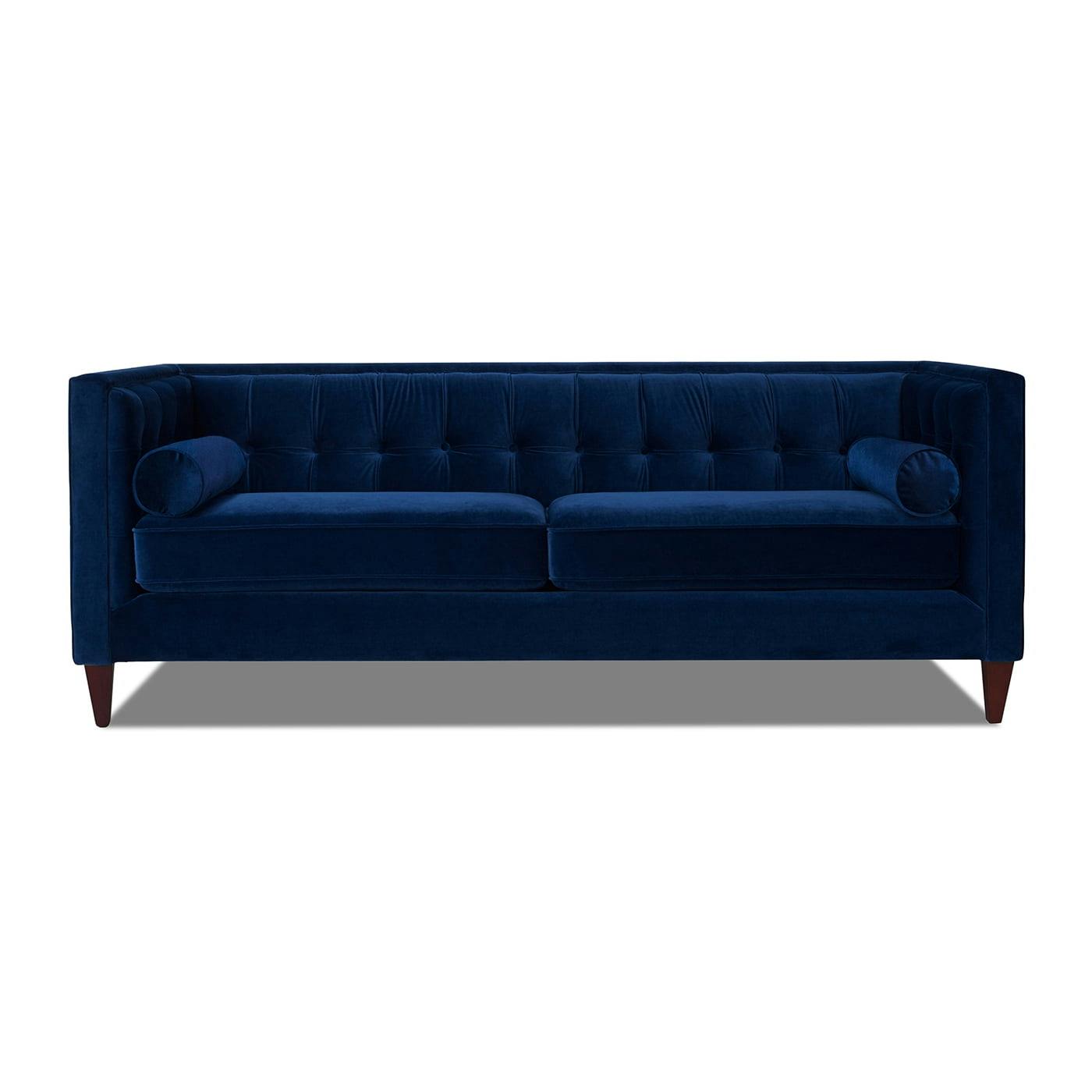 Elegant Navy Blue Velvet Chesterfield Sofa with Tufted Accents