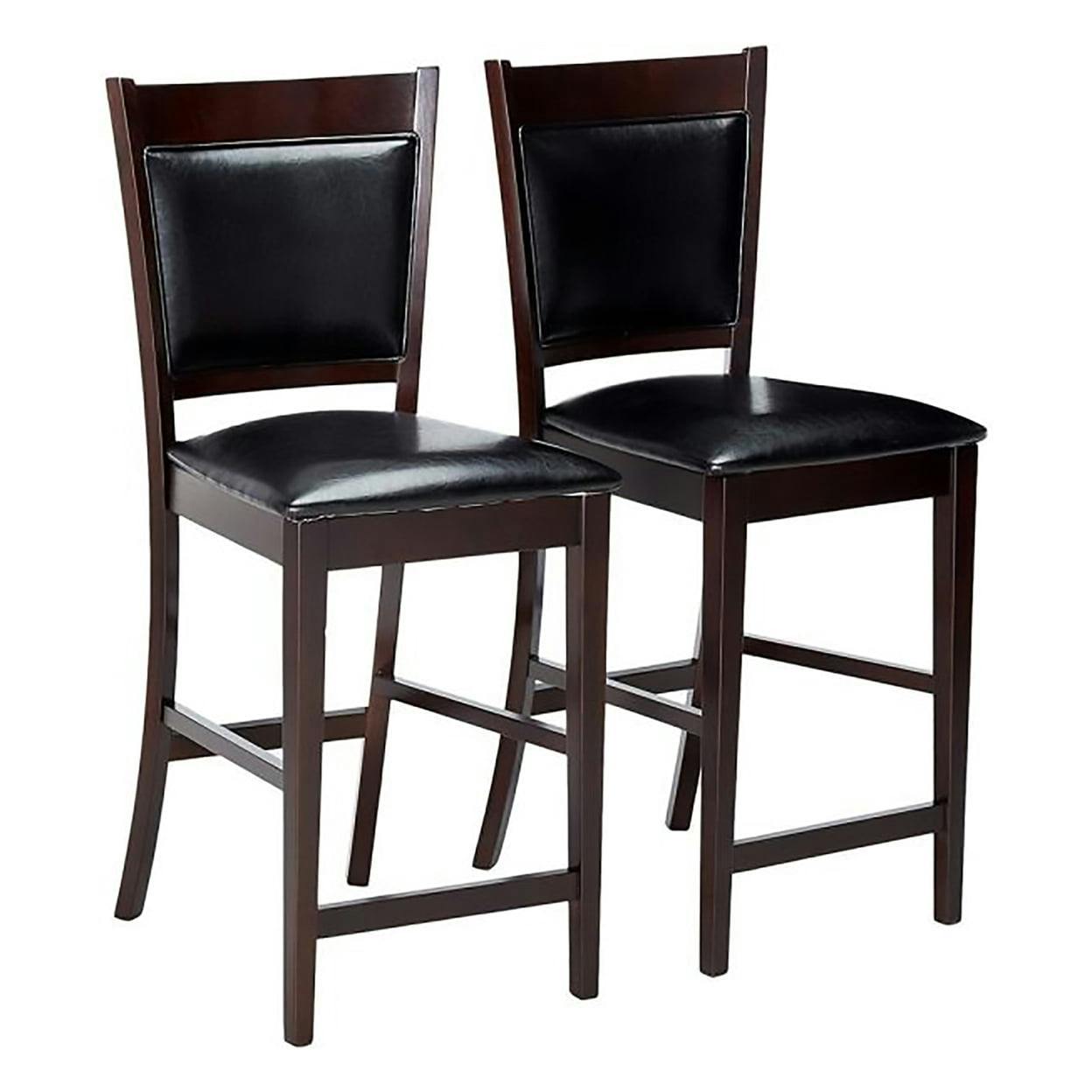 Espresso Black Leatherette 39.75" Transitional Counter Stool