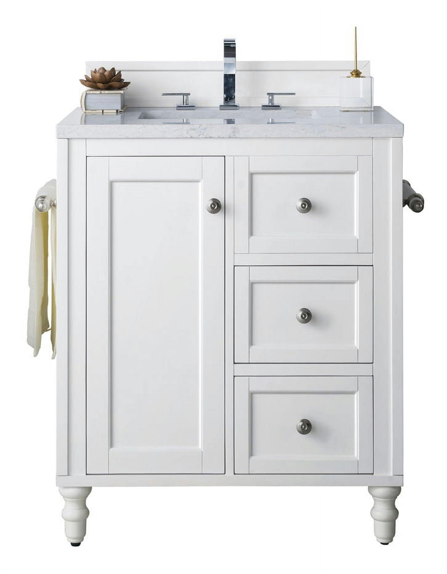 Bright White 34'' Solid Wood Freestanding Vanity with Porcelain Sink