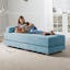 Modern Queen-Sized Turquoise Upholstered Daybed with Wood Frame