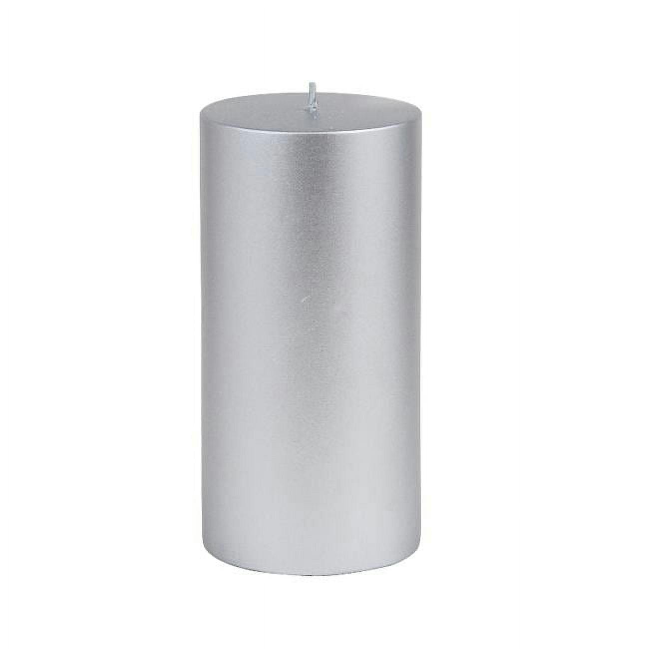Elegant 3" x 6" Metallic Silver Handpoured Pillar Candle