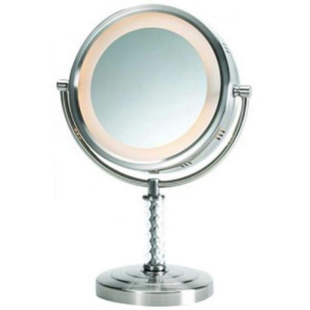 Elegant Nickel Finish 8-inch Lighted Fogless Magnifying Countertop Mirror