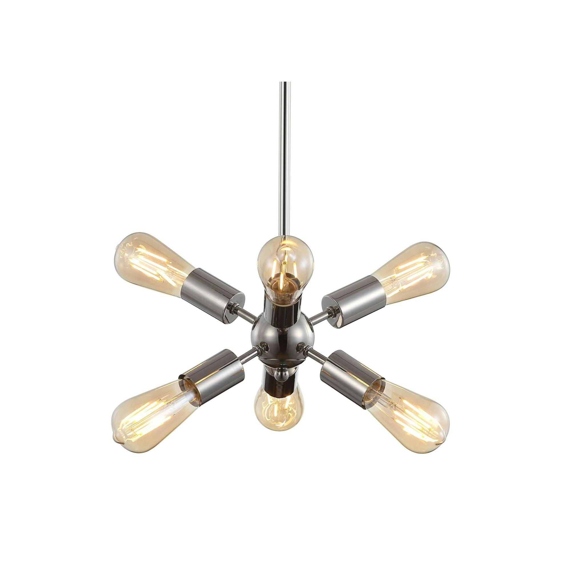 Adjustable Nickel Sputnik Chandelier with LED Bulbs