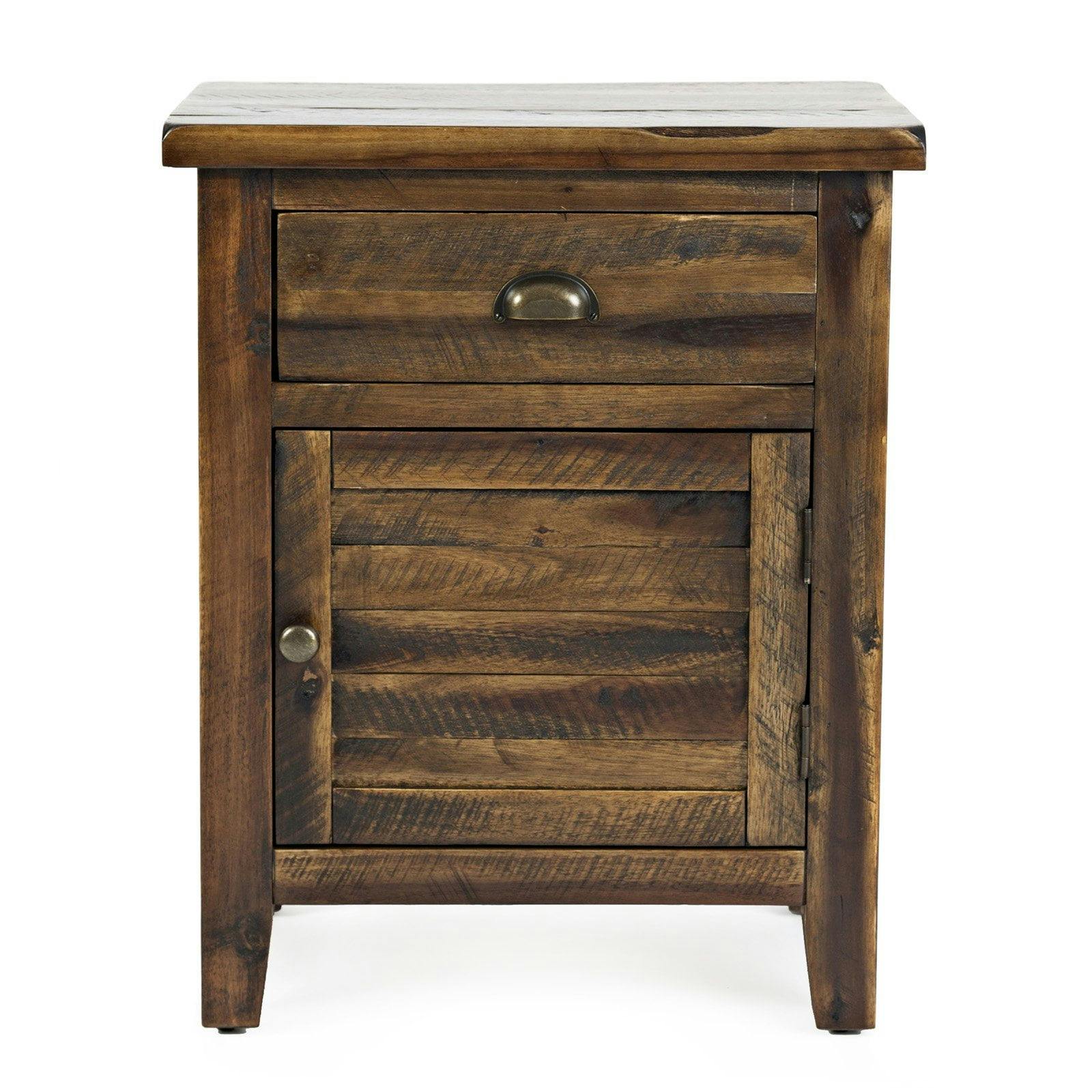 Dakota Oak Rustic Accent Table with Storage Drawer