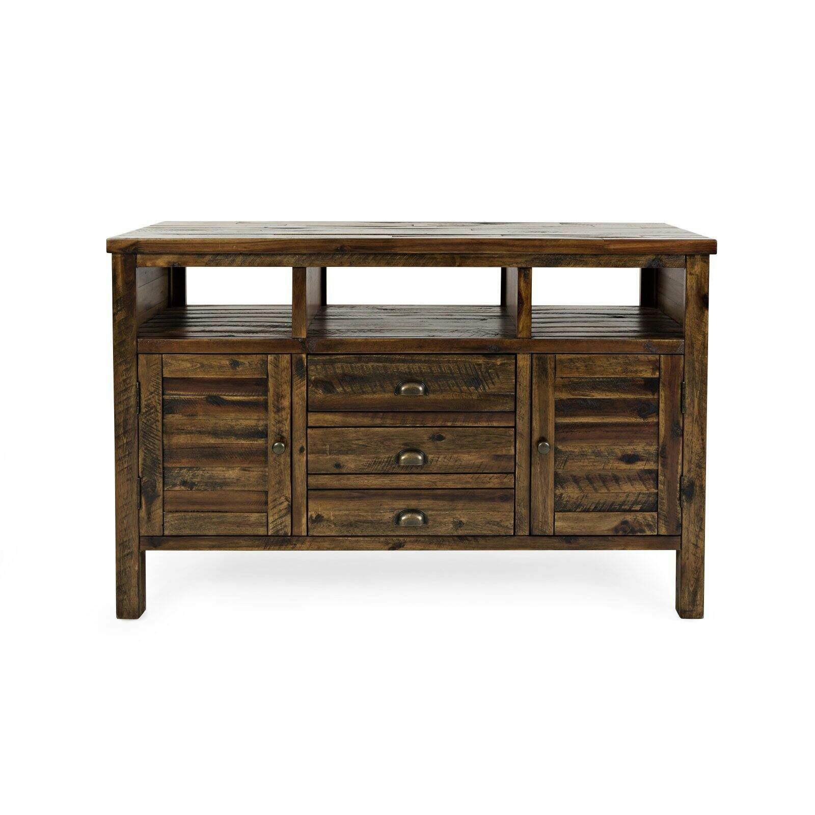 Dakota Oak Rustic 70" Media Console with Cabinet and Drawers