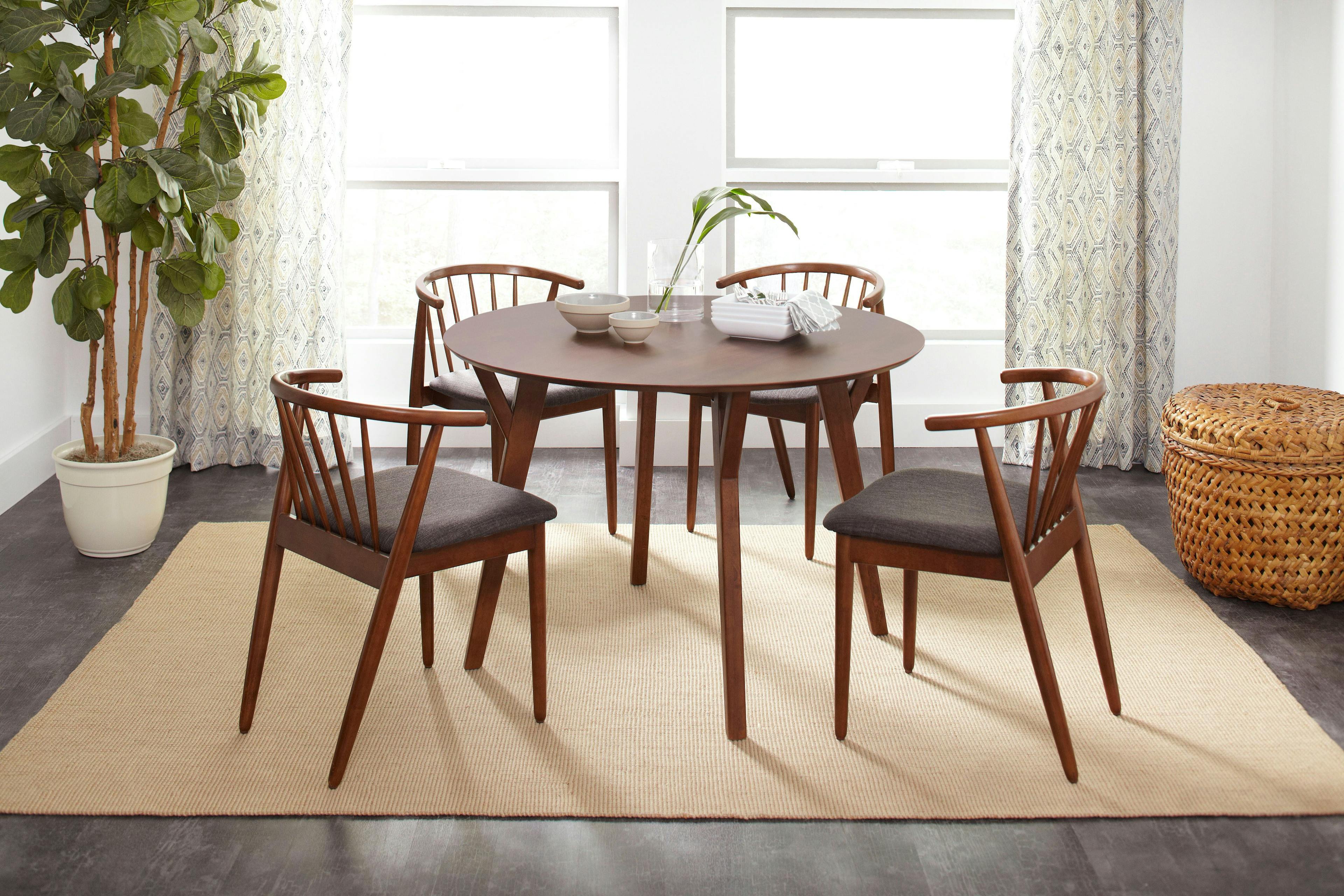 Scandinavian Inspired Brown Wood Upholstered Side Chair 22"
