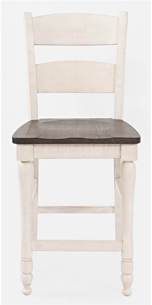 Rustic Reclaimed Pine Adjustable Counter Stool in Vintage White