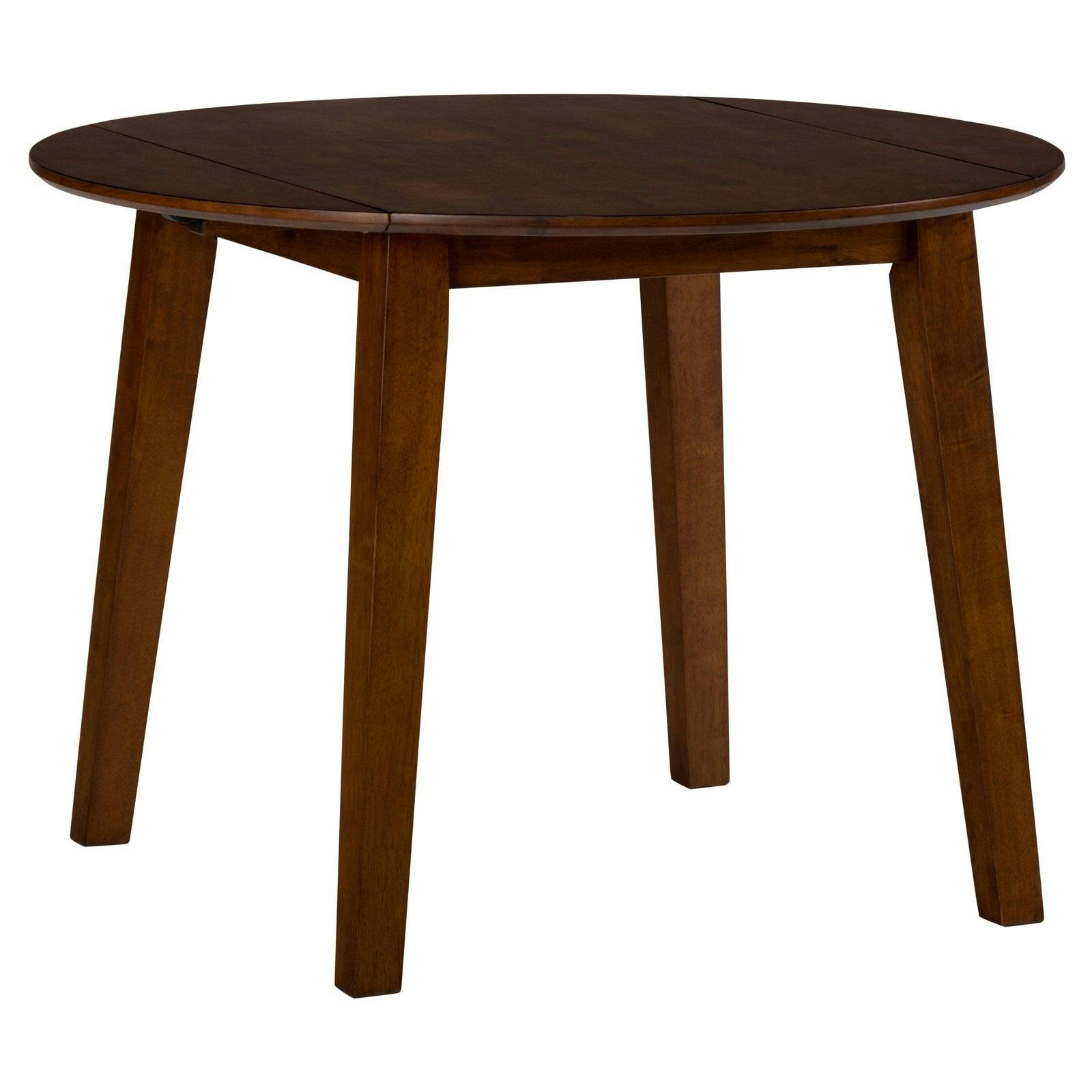 Transitional Caramel Brown Round Solid Wood Extendable Dining Table