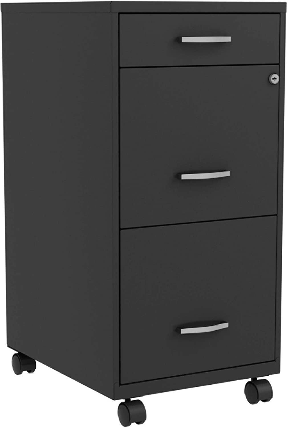 Soho Black Steel 3-Drawer Mobile Lockable File Cabinet
