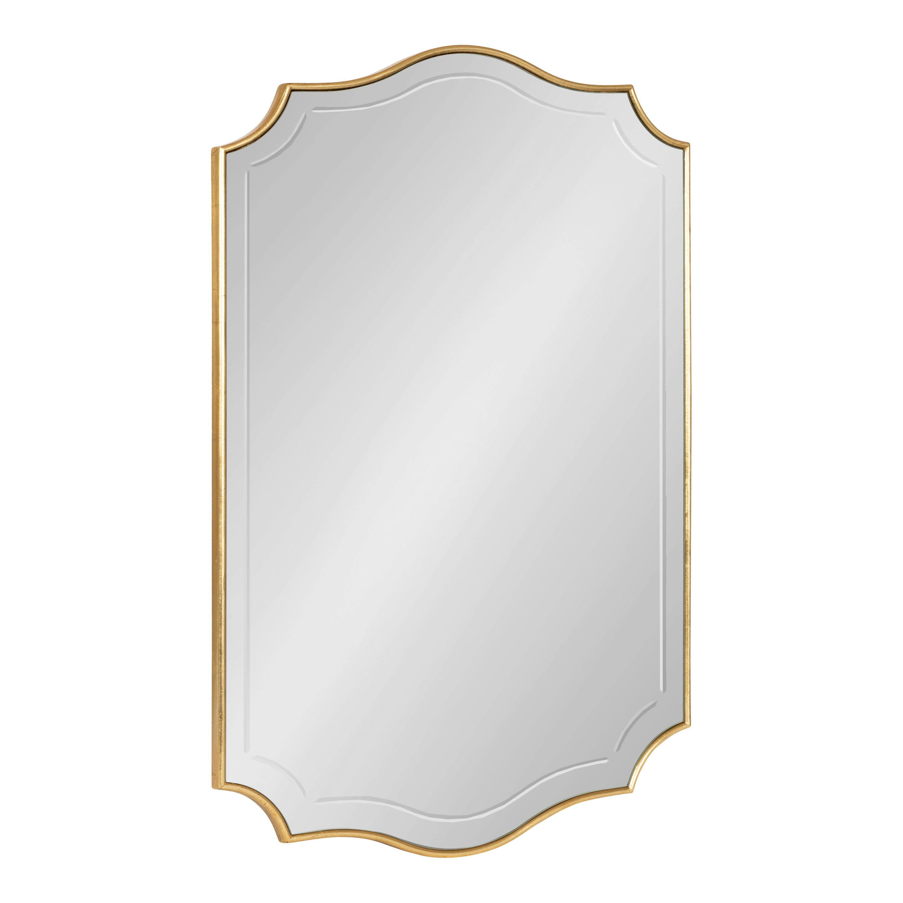 Hollyn Glam Scalloped 34" Gold Leaf Rectangular Wall Mirror