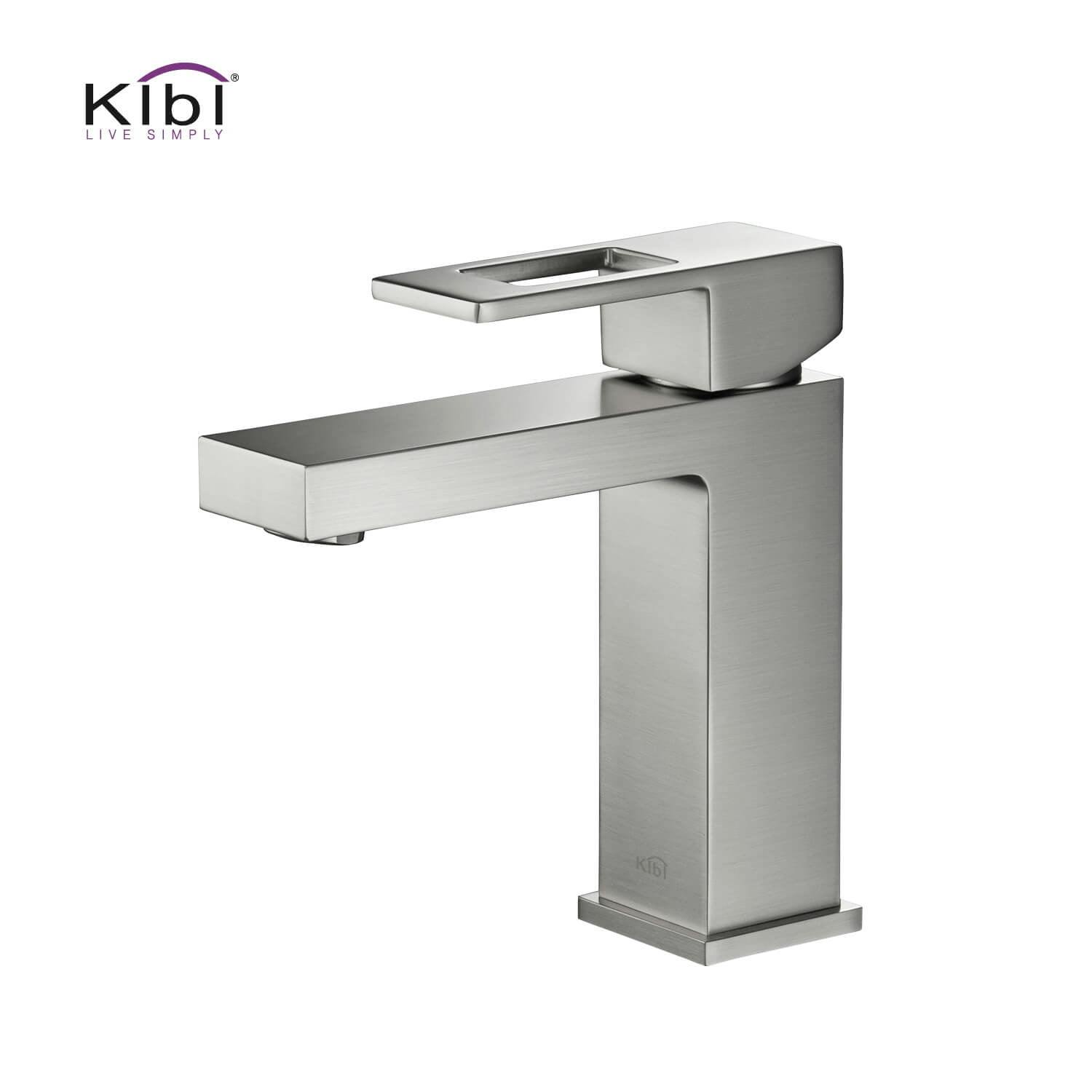 Kibi Cubic 6'' High-Arc Single-Handle Brushed Nickel Bathroom Faucet