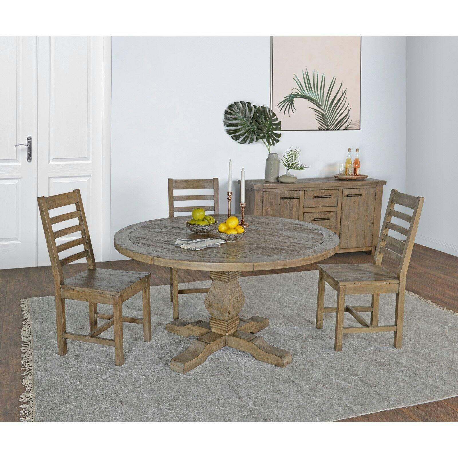 Quincy 55" Reclaimed Pine Round Dining Table in Desert Finish