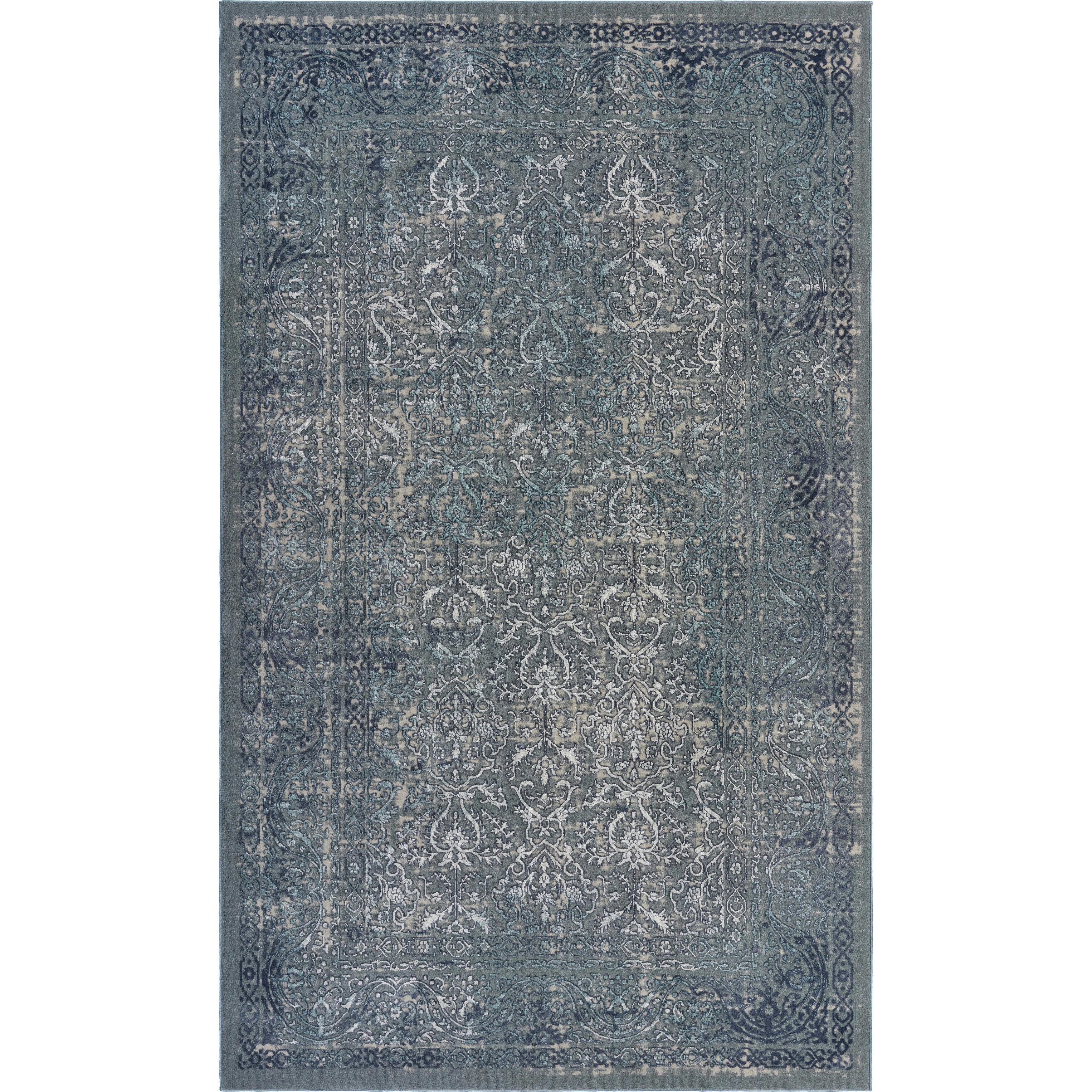 Contemporary Hand-Knotted Blue Synthetic Area Rug 9'6" x 13'