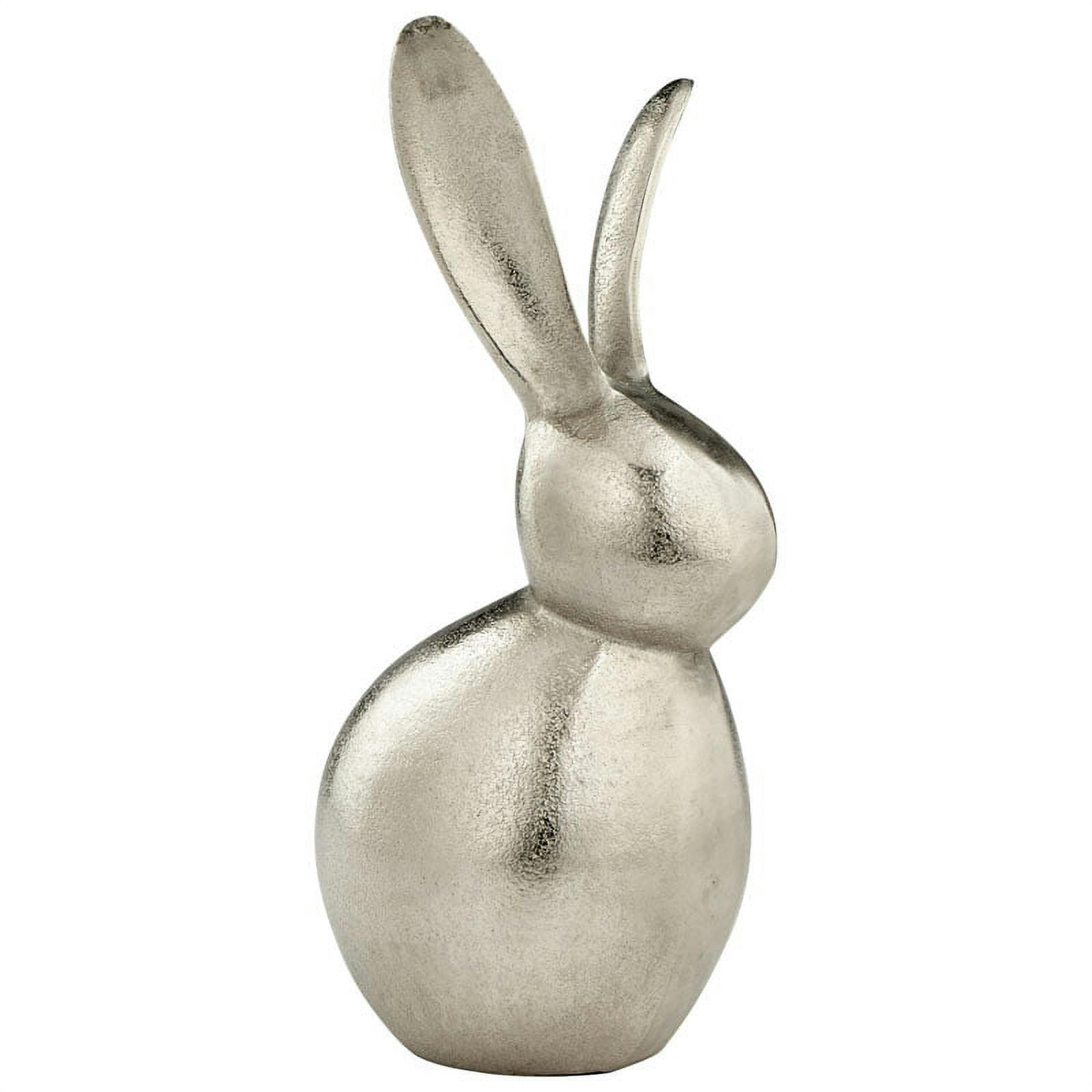 Sleek Silver Metal Rabbit Sculpture 6"W x 13.25"H