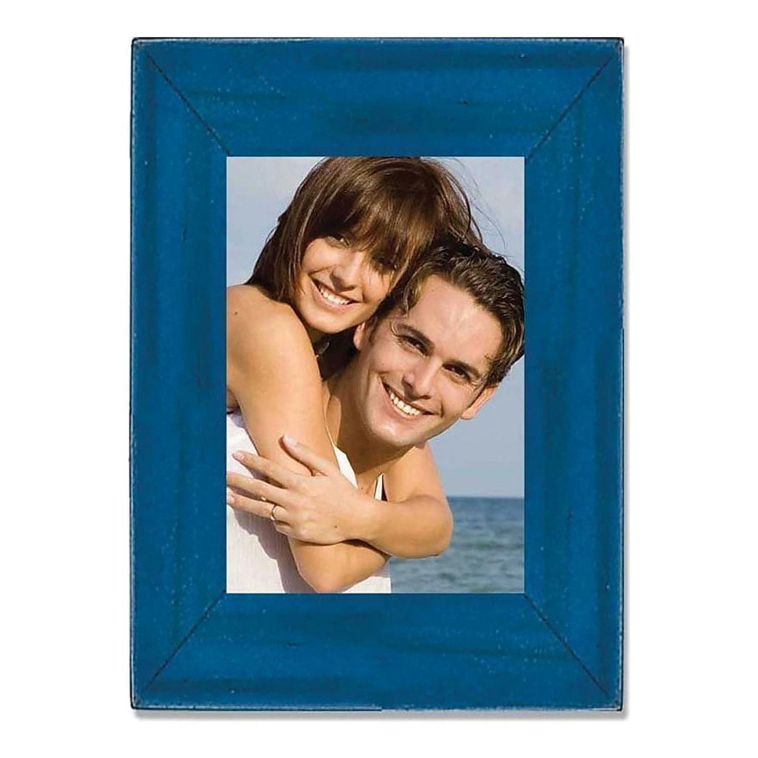 Classic Blue Wood 2x3 Picture Frame for Tabletop and Wall Display