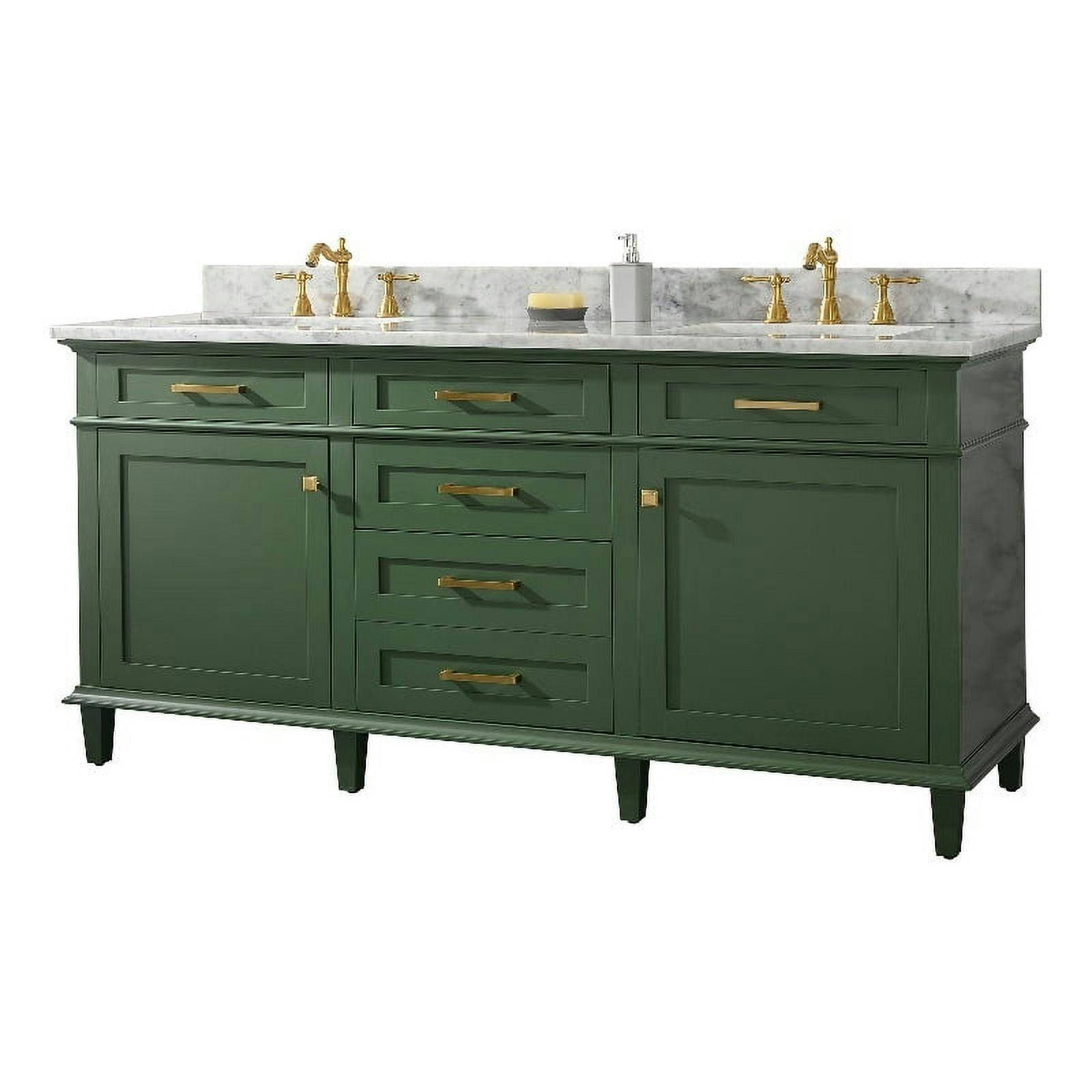 Vogue Green Double Sink 72" Vanity with Carrara Marble Top